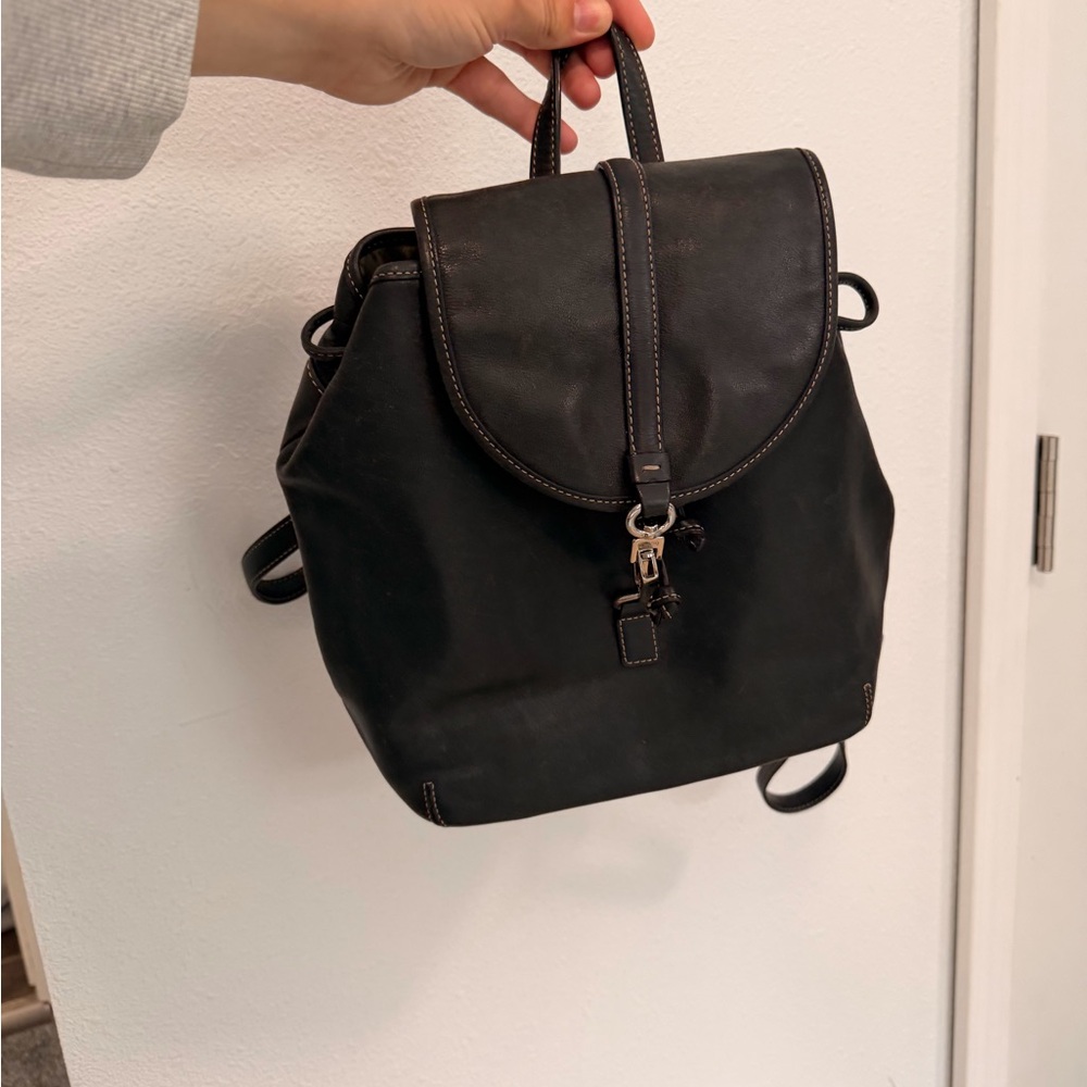 Coach Black Leather Backpack - Picture 1 of 10